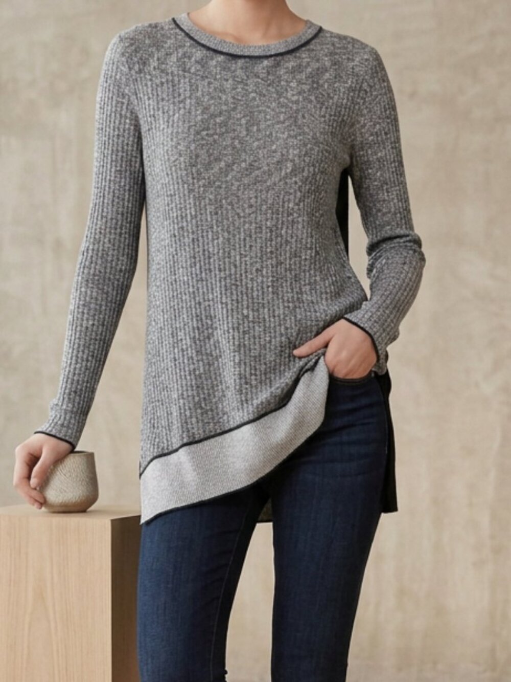 PETE Collection Marbled Knit Tunic Sweater